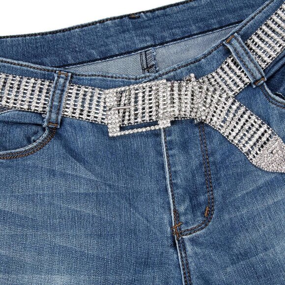 Women Diamond Waist Belt with Shiny Rhinestone Crystal Sashes Chain Wedding Belt - Picture 6 of 8